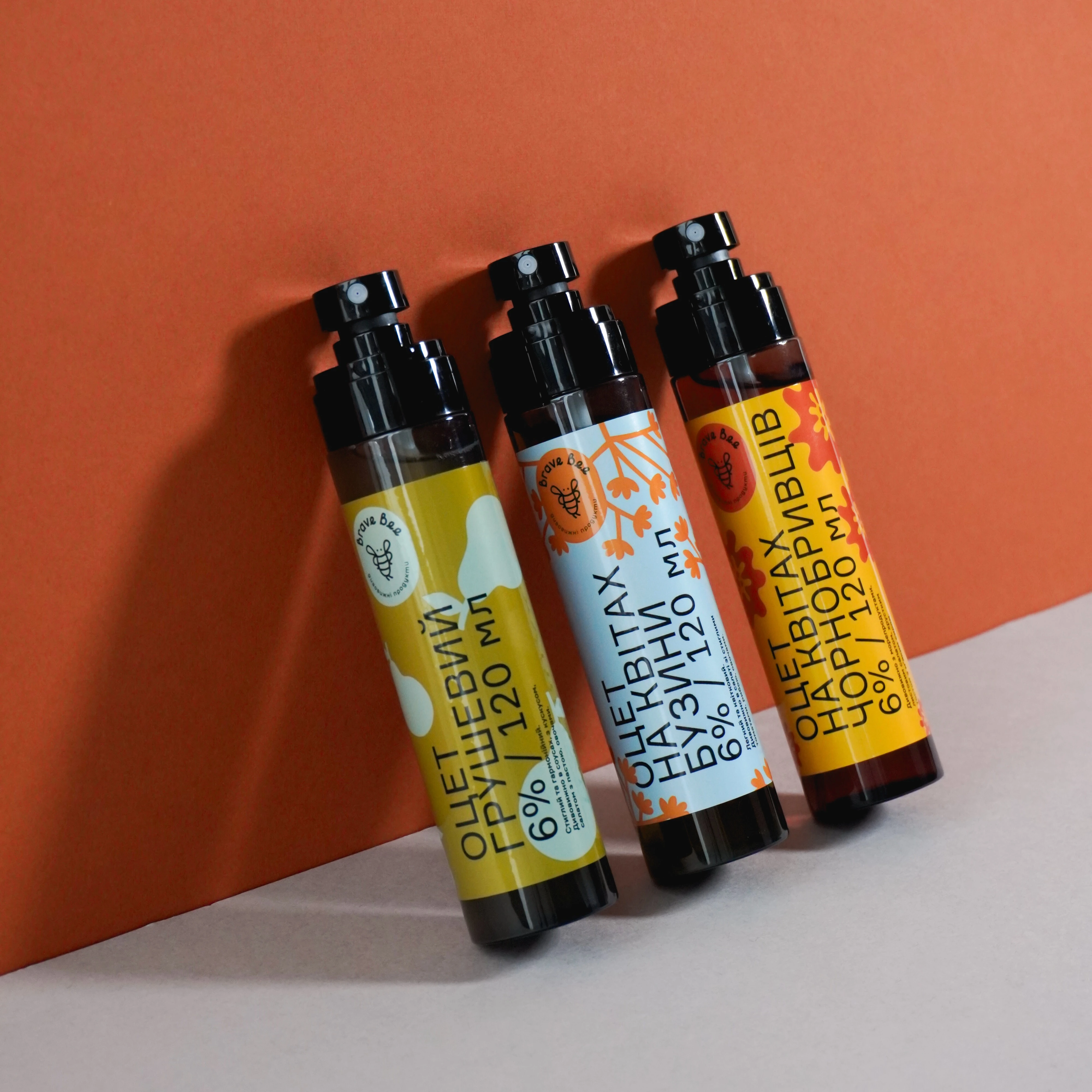 Набір з трьох фінішних оцтів Brave Bee, 3 × 120 мл