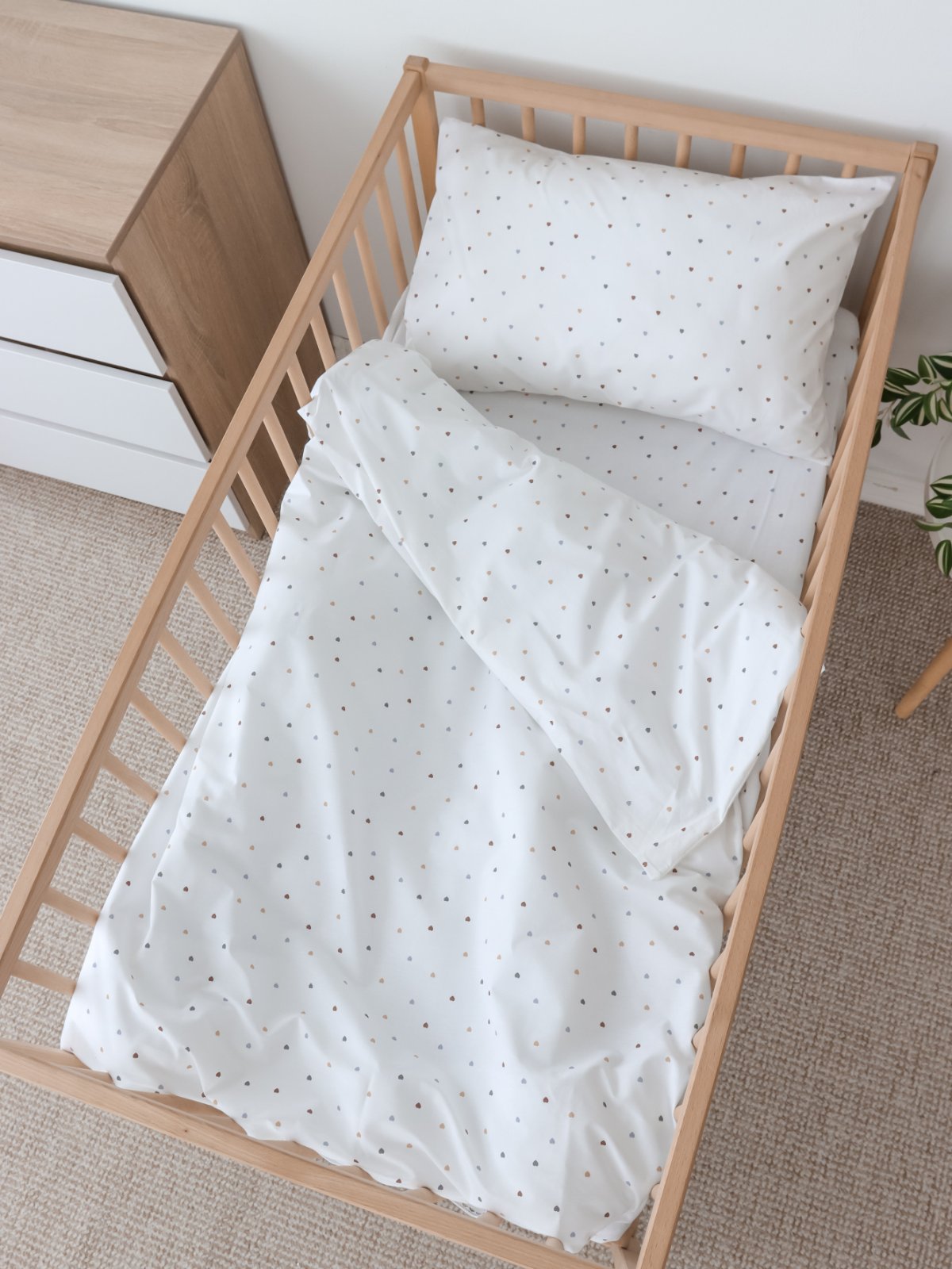 Постільна білизна з польської бавовни 3 в 1 Сердечки різнокольорові