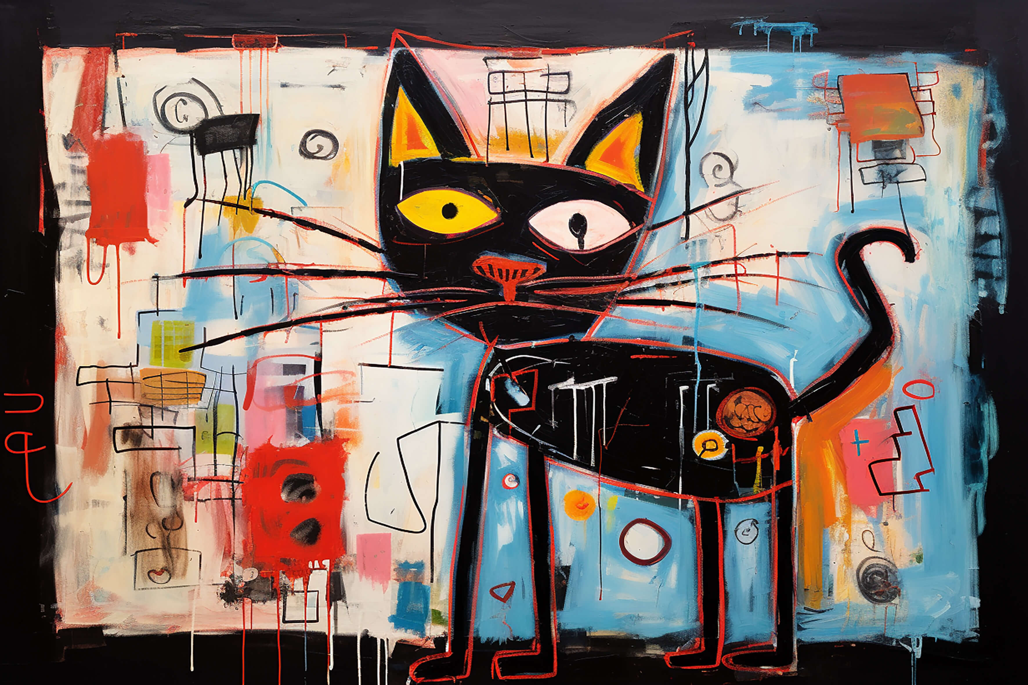 Self-Portrait of Basquiat's Cat I, 120x180 cm, original acrylic painting on canvas