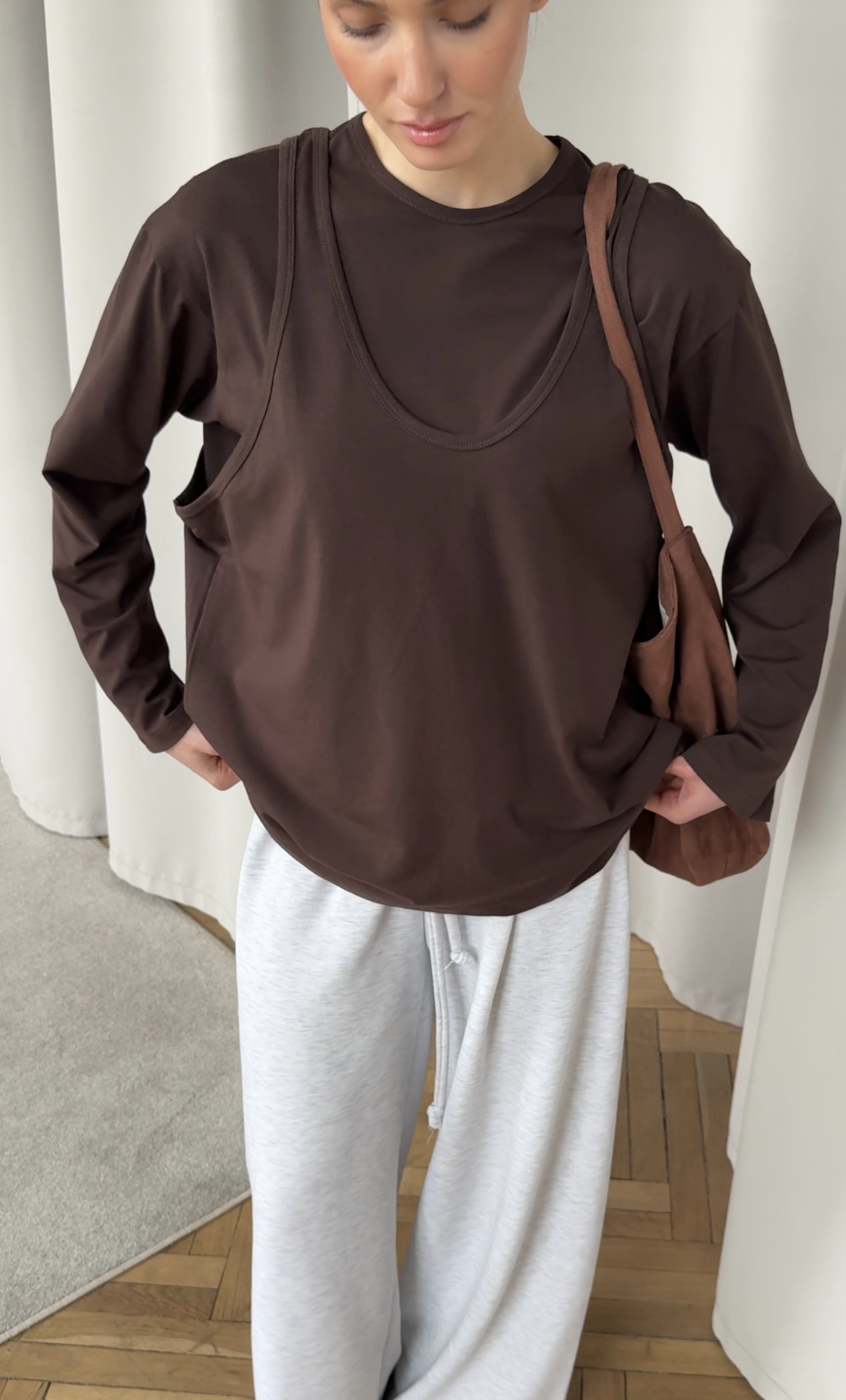 Лонг майка коричневий