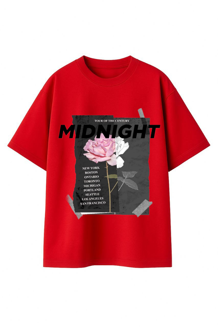 ФУТБОЛКА ОВЕРСАЙЗ ЧЕРВОНА З ПРИНТОМ "ТРОЯНДА 1"