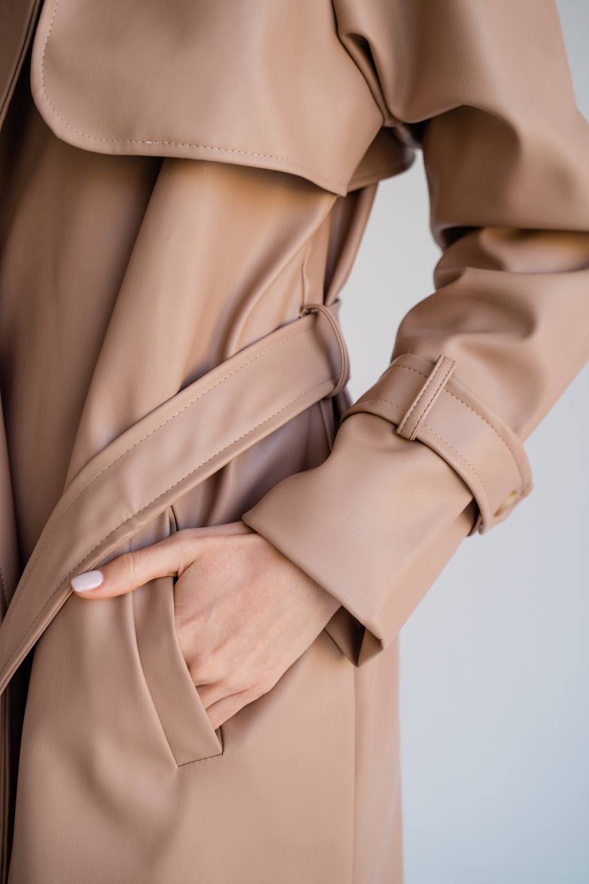 Leather trench coat - Beige