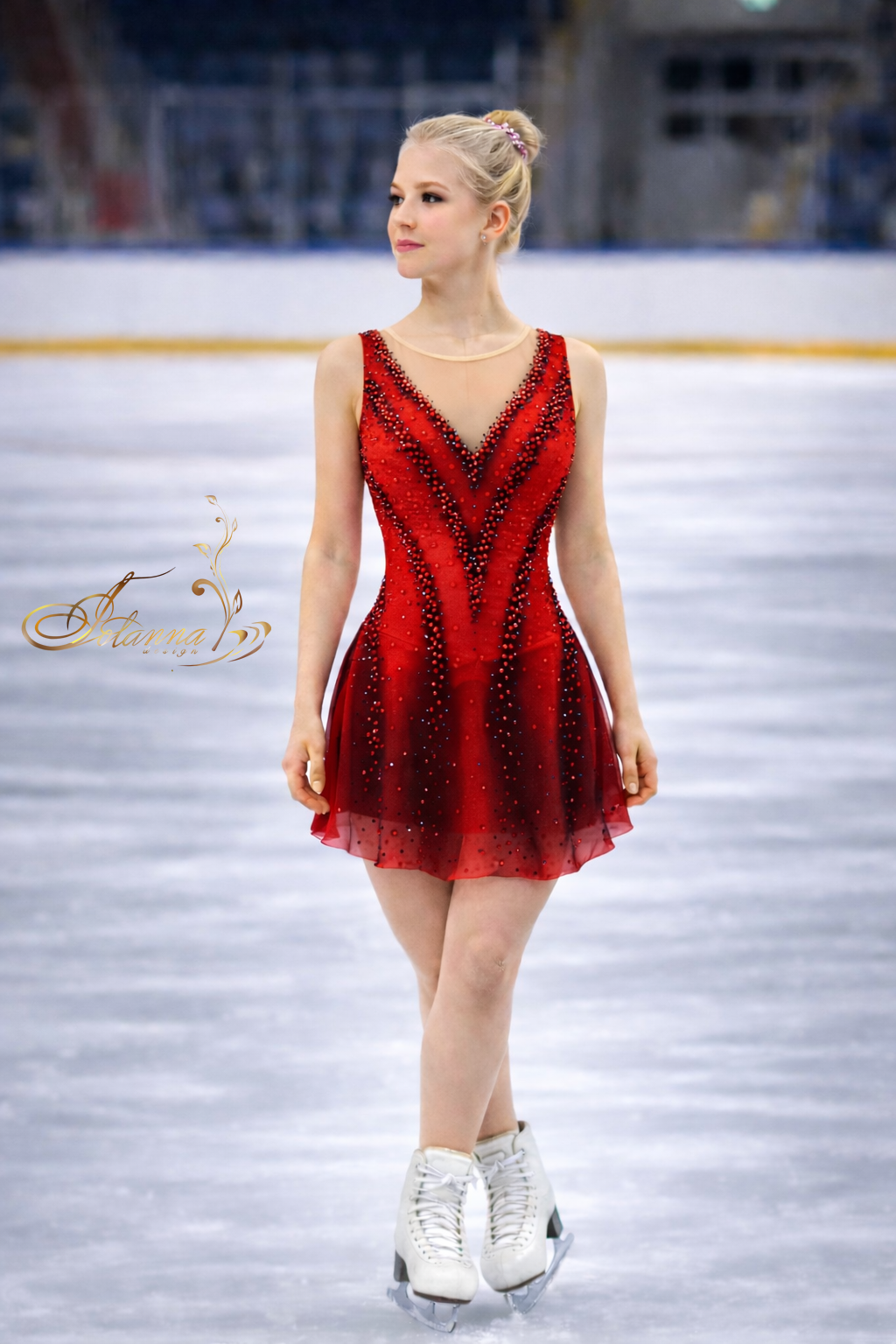 Ice skating dress Red skating dress Competition dress Performance costume Figure skating outfit Skating apparel Elegant ice dress