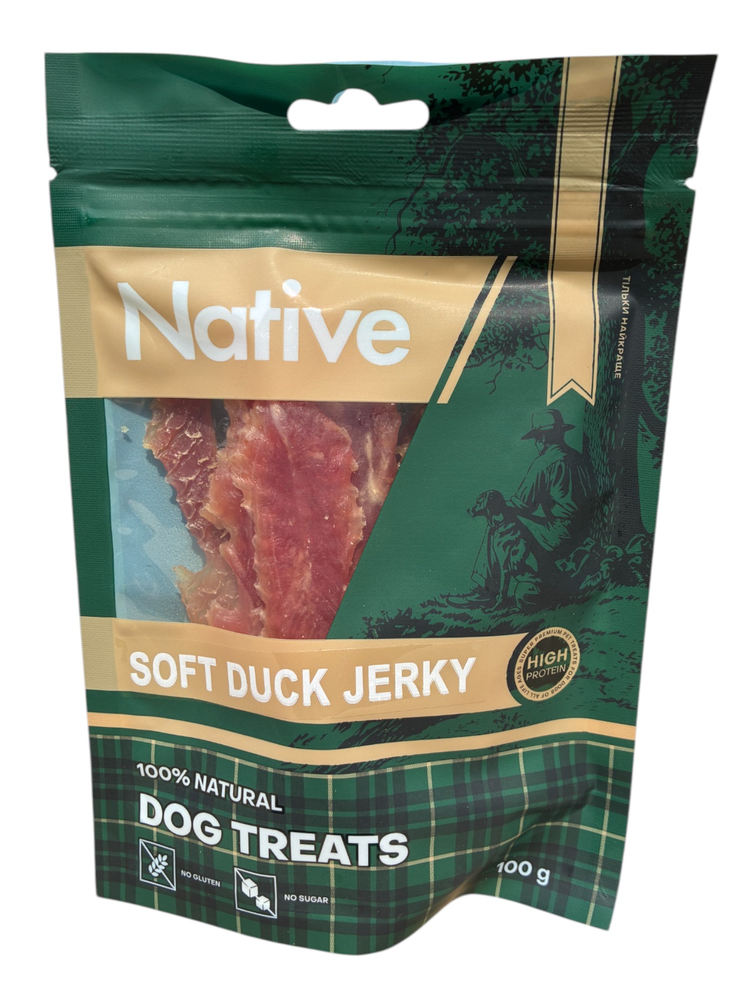 Native Dog Treats Sticker Soft Duck Jerky Ласощі для собак. Ніжна качка в'ялена 100 г