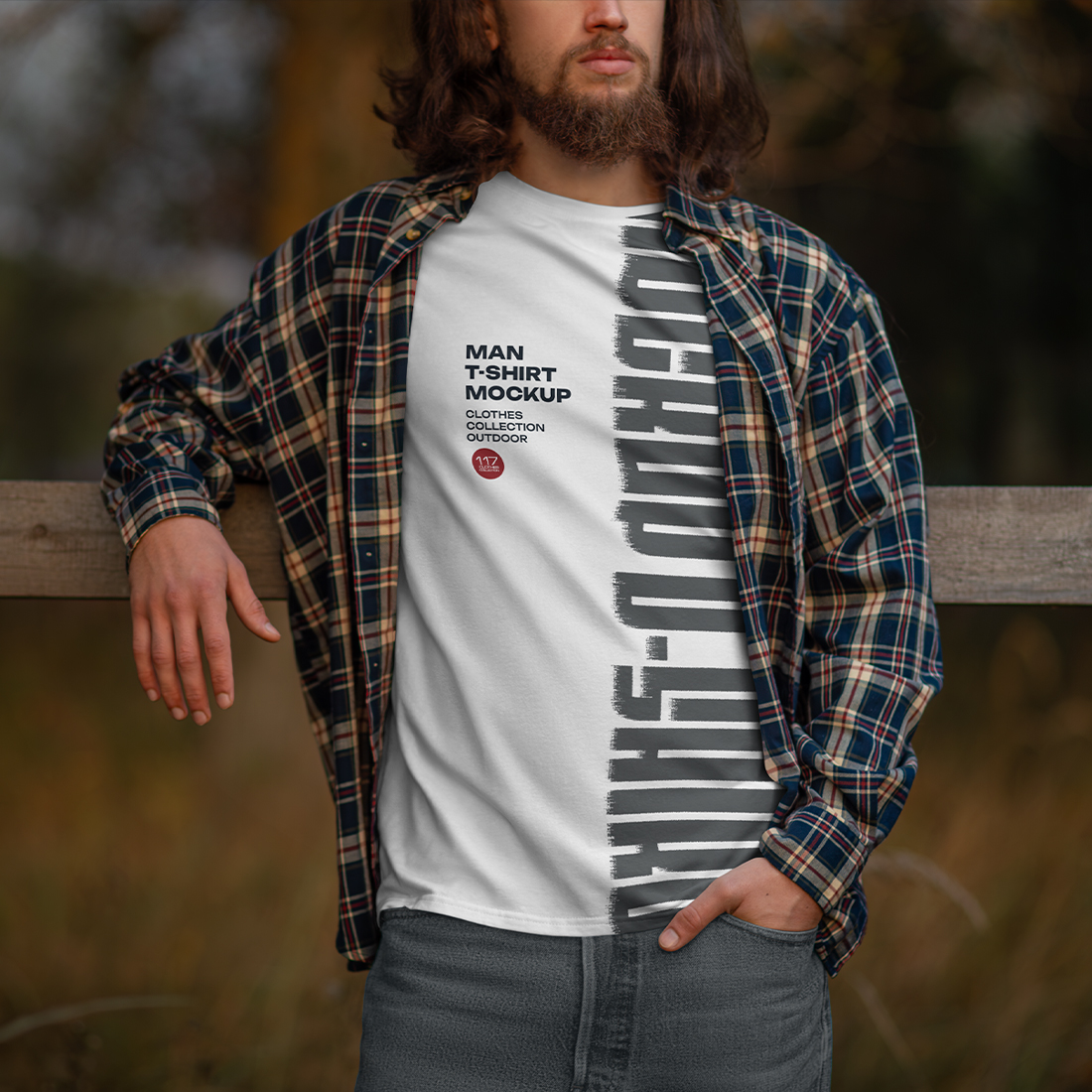 5 Mockups of Men's T-Shirt at the Sunset Outdoor