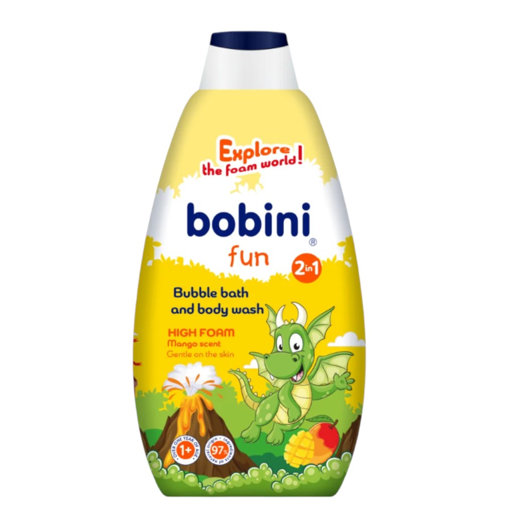 Піна для ванни та гель для душу 2 в 1 Bobini Fun Манго, 500мл, 1+