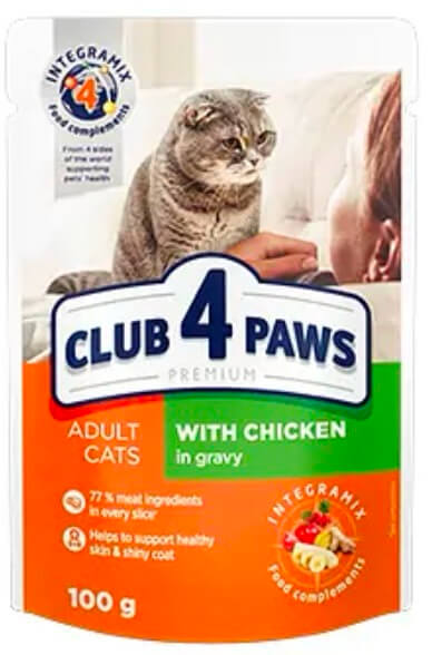 Клуб 4 лапи Premium пауч з куркою в соусі для котів 100гр.