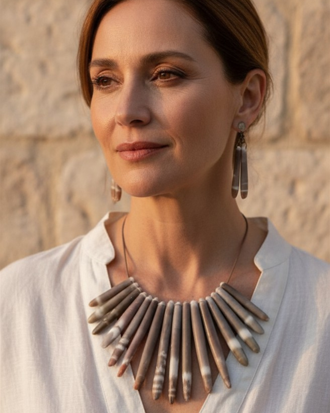 Pencil Sea Urchin Necklace with Earrings