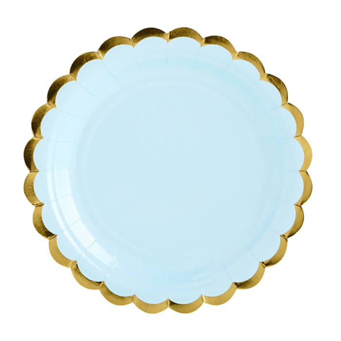 Тарілочки блакитні з золотом 6шт