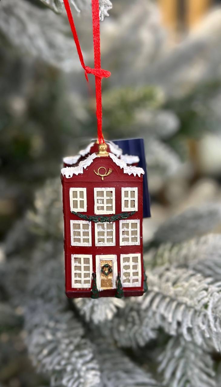 Декоративна підвіска Будиночок, 8.4см, колір - червоний