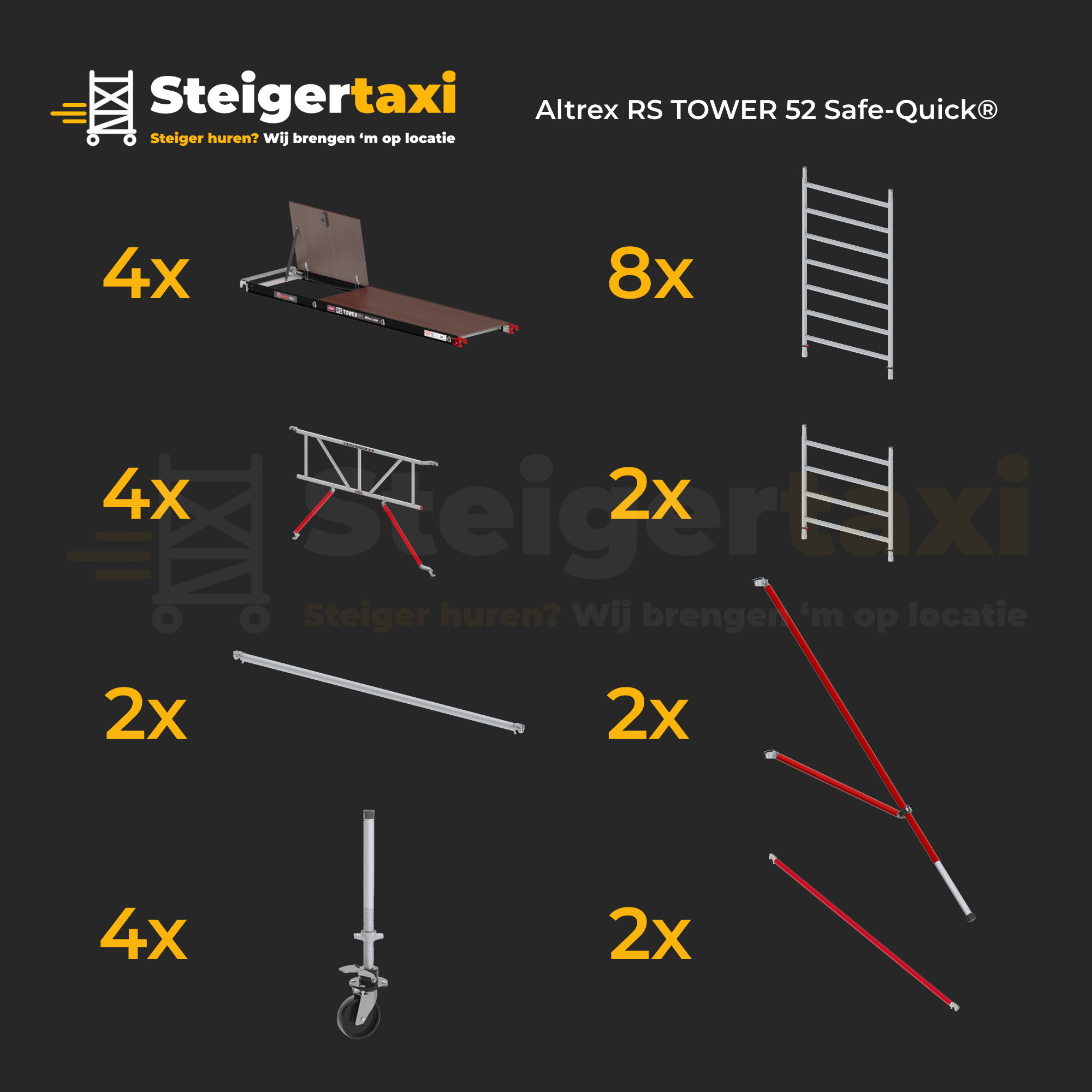 Altrex RS TOWER 52 Safe-Quick® Rolsteiger huren - 245 × 135 cm - 10,20 m werkhoogte
