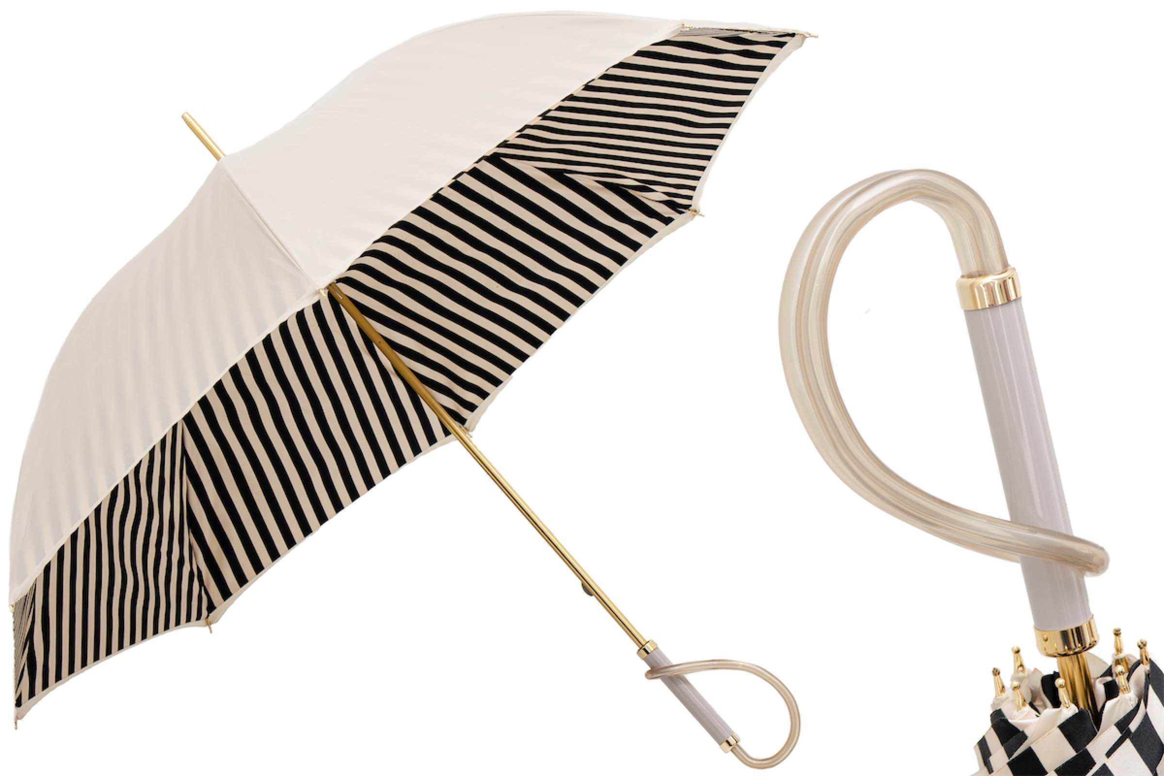 Парасолька Pasotti «Ivory Striped» — італійська ручна робота, ацетатна ручка