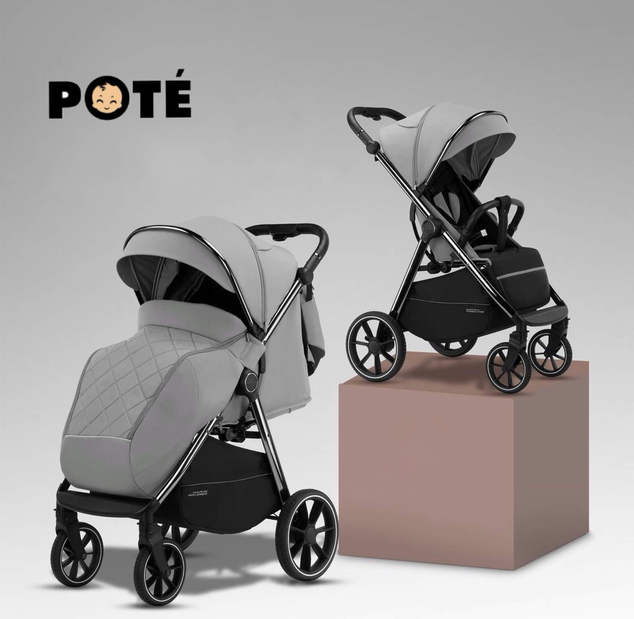 Всесезонна прогулянкова коляска POTÉ LUXMOM світло-сіра