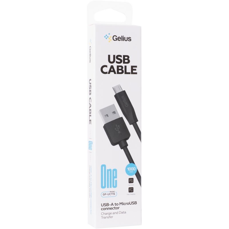 Кабель USB Gelius One GP-UC115 USB-A to MicroUSB (1m) (12W) Black