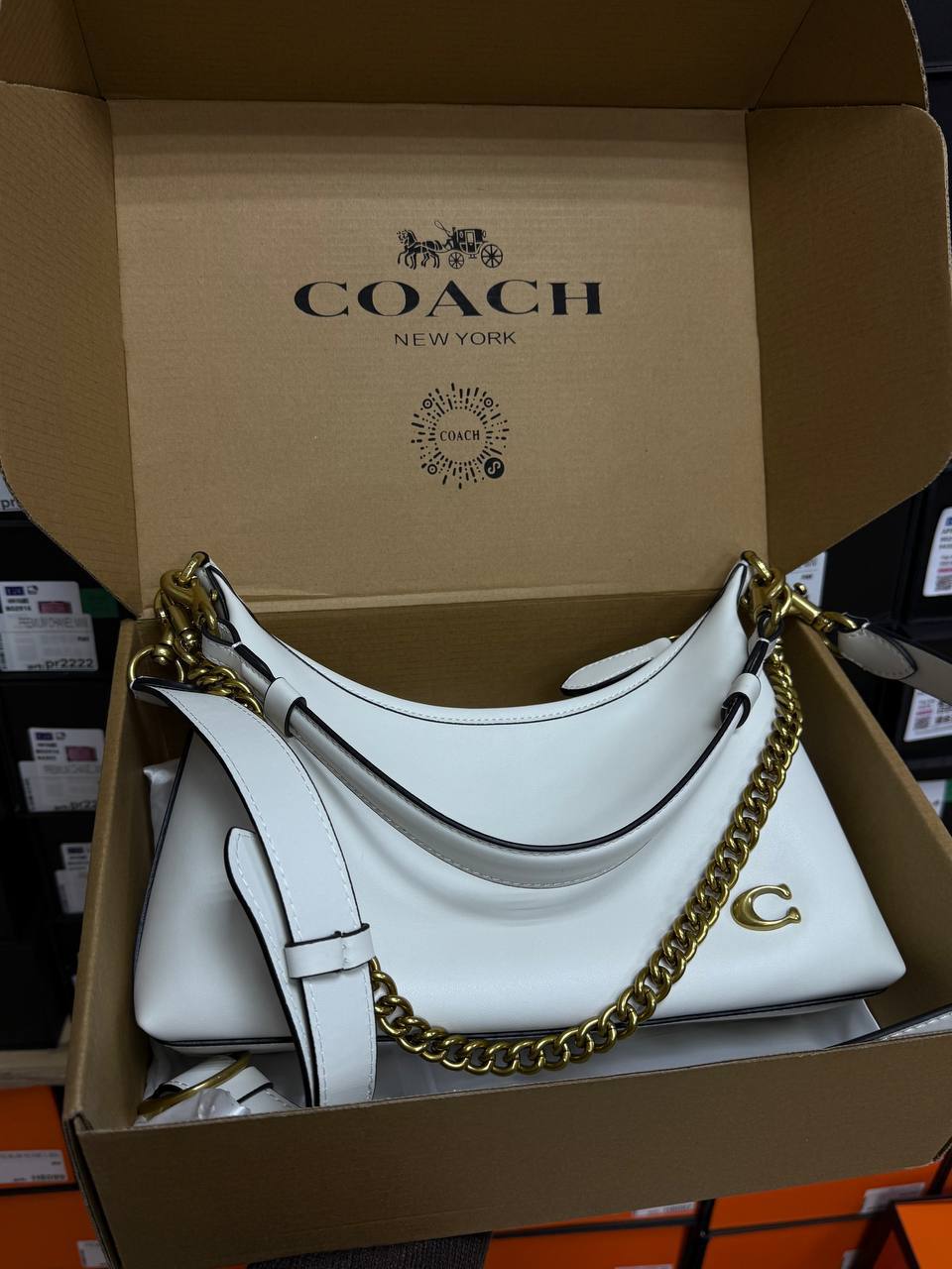 Coach Juliet Shoulder Bag White Smooth Leather