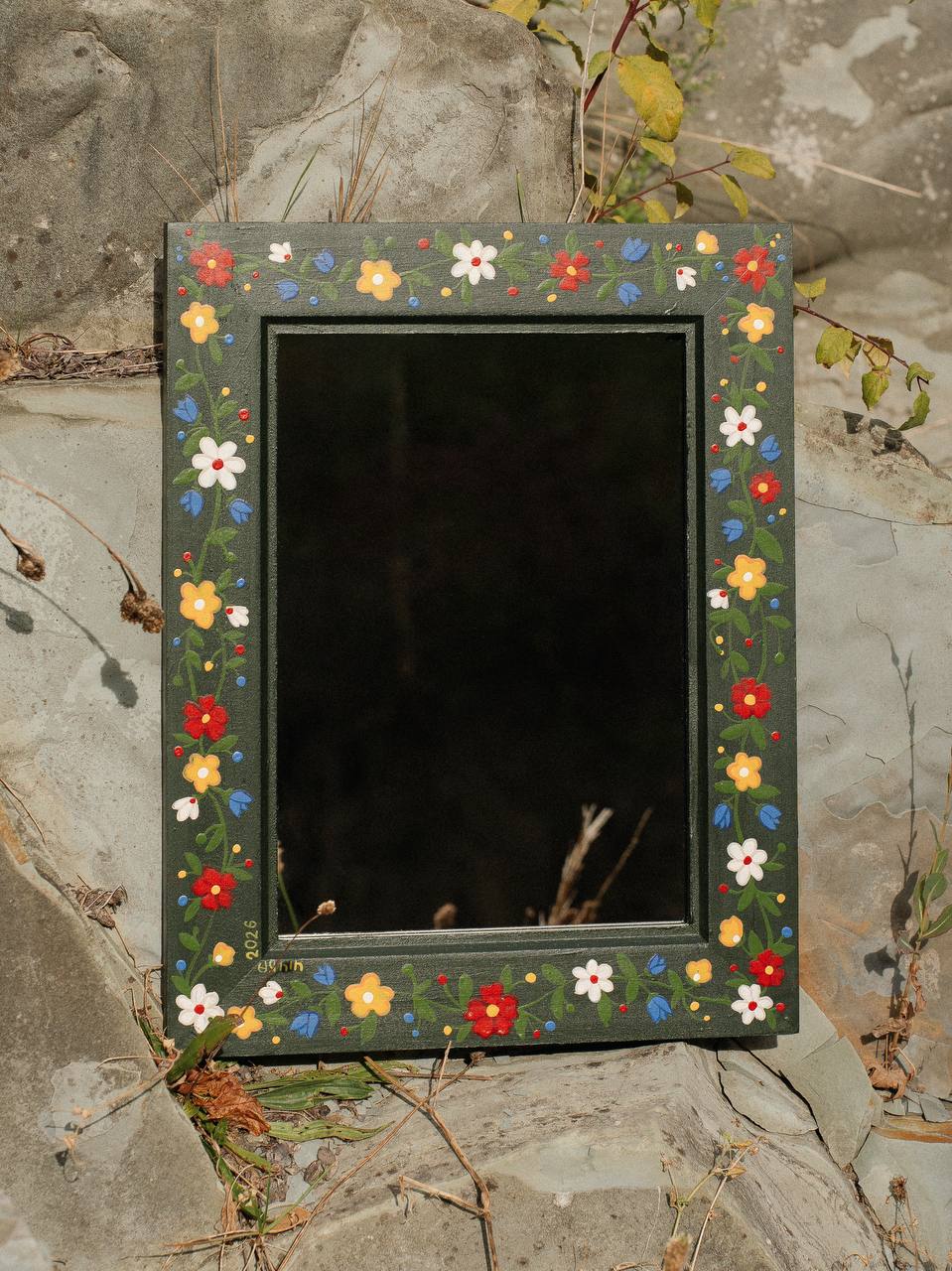 Мальоване дзеркало "Смарагдова Чічка", 37*29 см