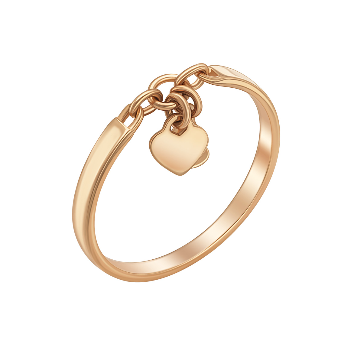 Zarter Ring mit Herzanhänger aus 585er Rotgold