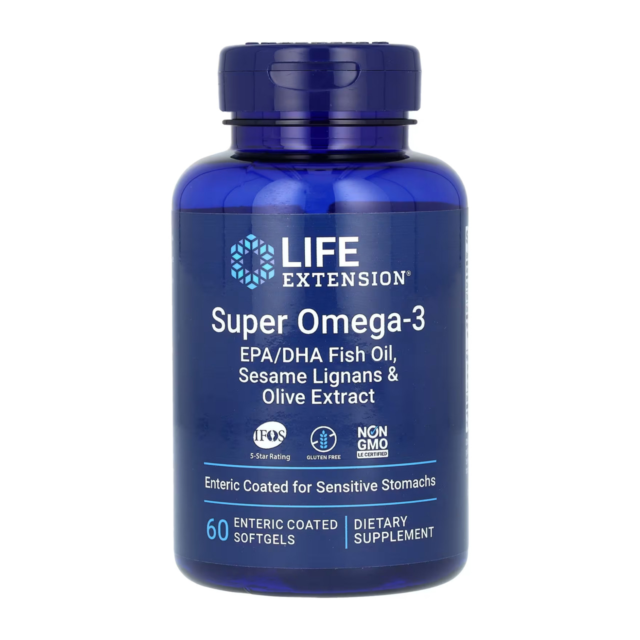 Омега 3, Super Omega-3 EPA/DHA Fish Oil Sesame Lignans & Olive Extract - 60 softgels
