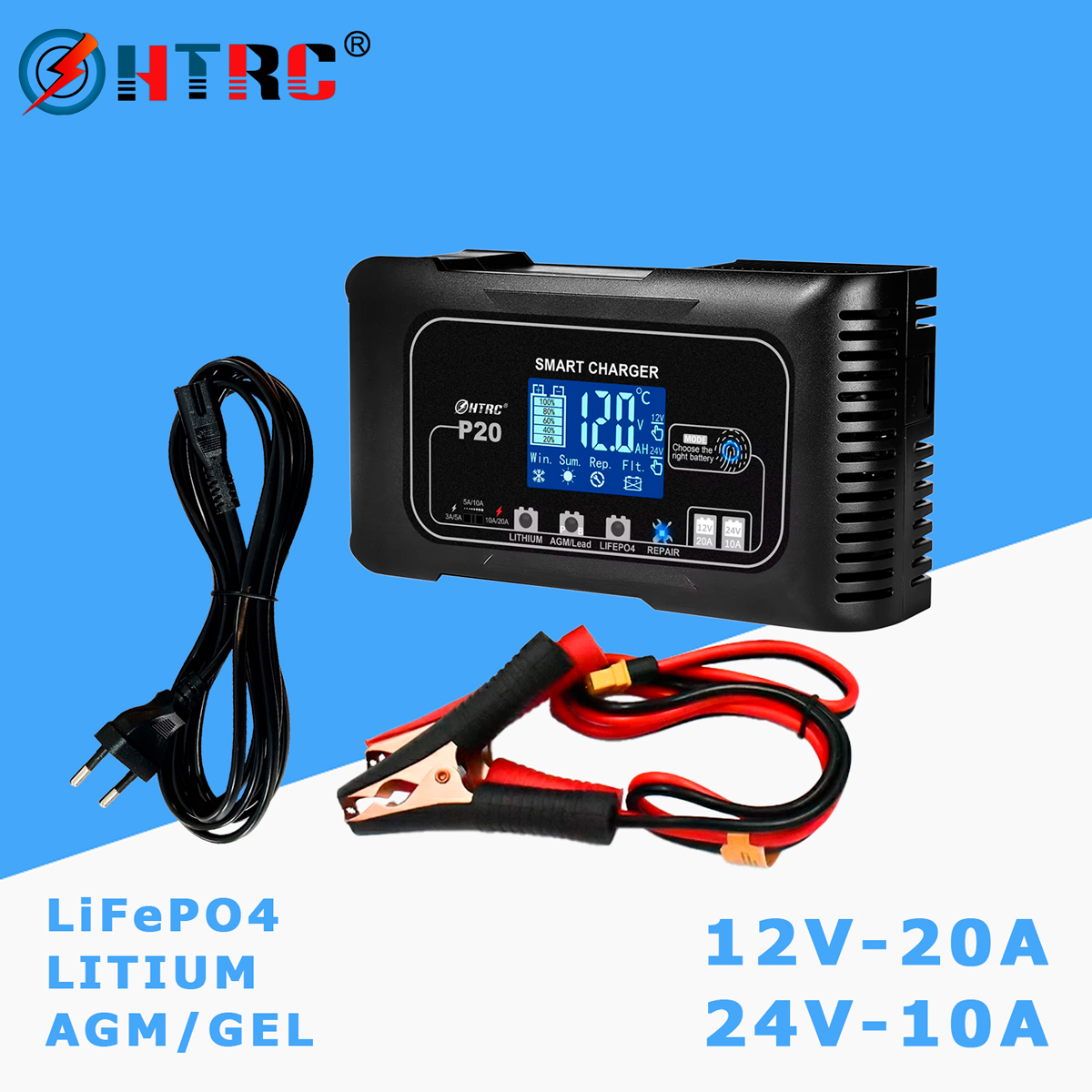 Універсальний зарядний пристрій Smart Charger HTRC Р20 (LiFePO4, Li-ion, AGM, GEL)