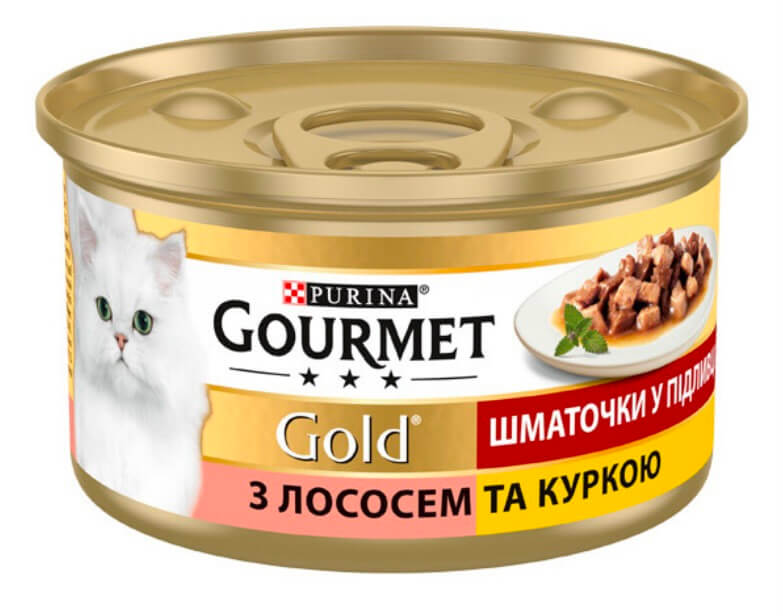 ГурмеГолд З лососем та куркою Шматочки у підл.Конс/кот 85г