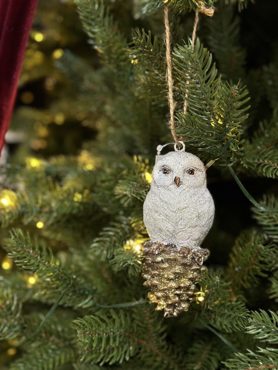 Декоративна підвісна фігурка Пташка на шишці, 12,5 см, 2 дизайни