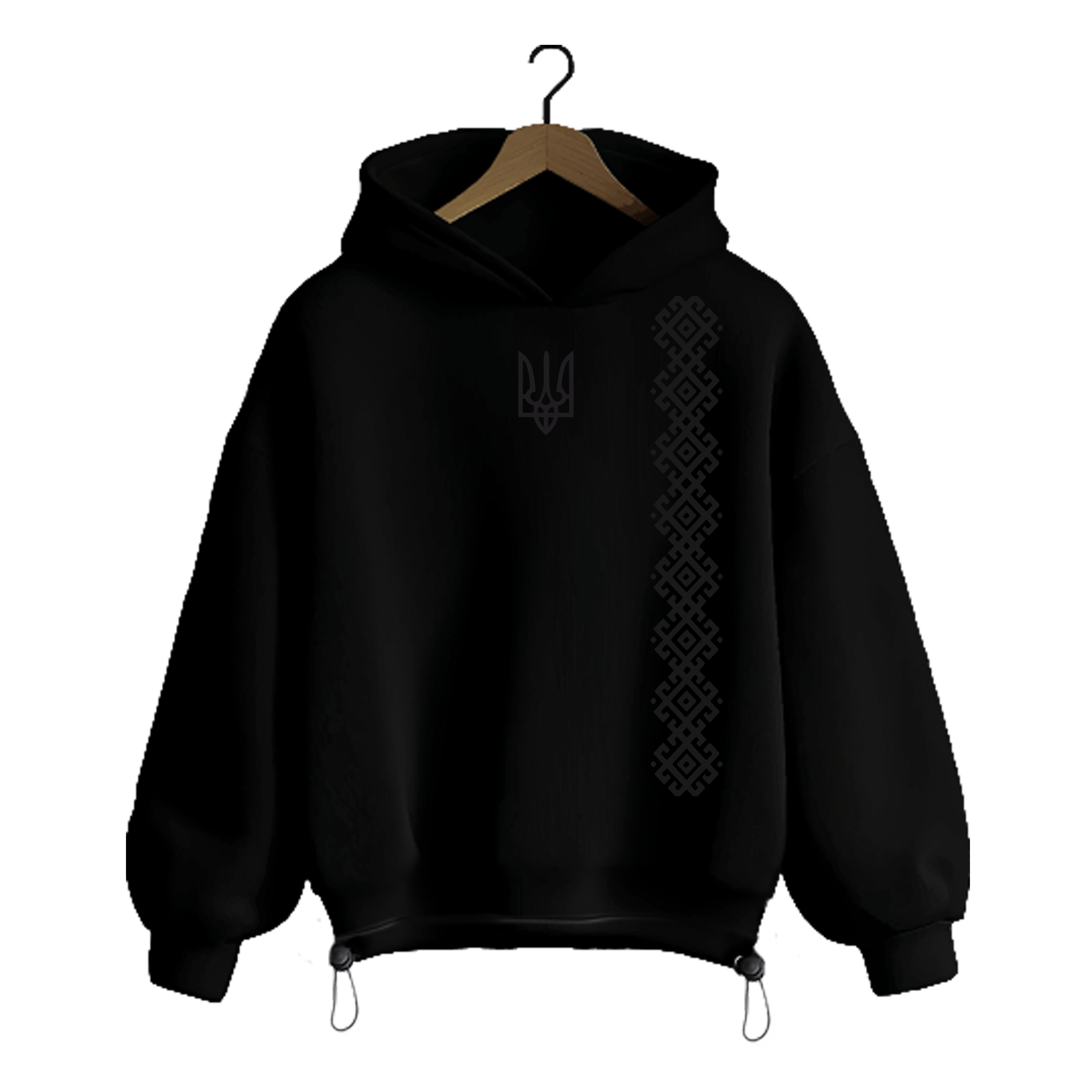 Худі Oversize Герб з орнаментом чорний