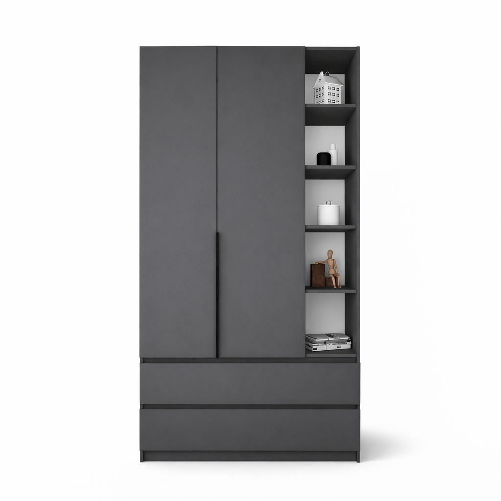 Шафа з вішальною секцією, полицями та шухлядами