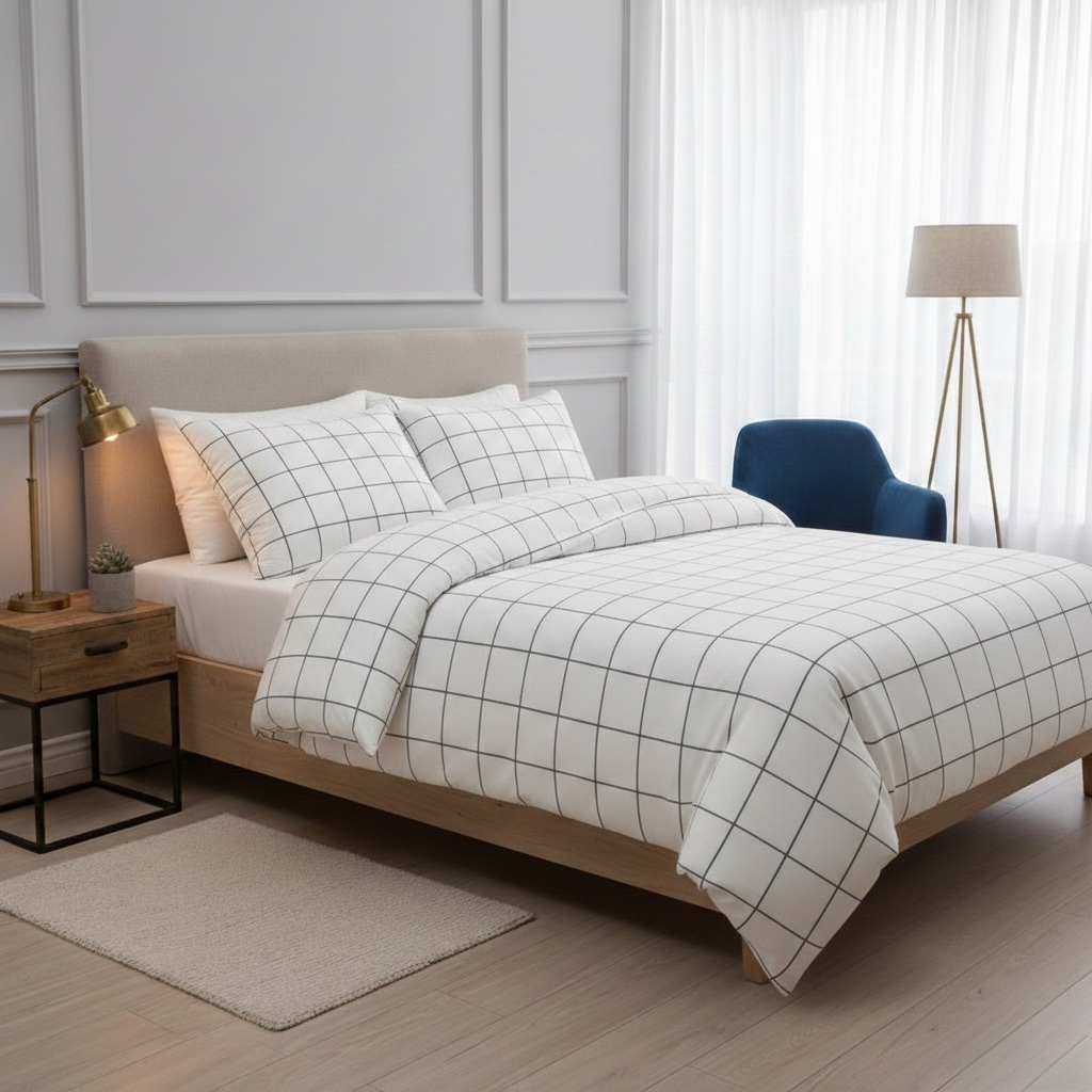 Постільна білизна з ранфорсу, колір Білі квадрати