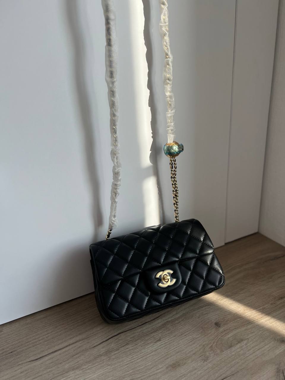 Chanel Classic 1.55 Small Single Flap in Black/Gold