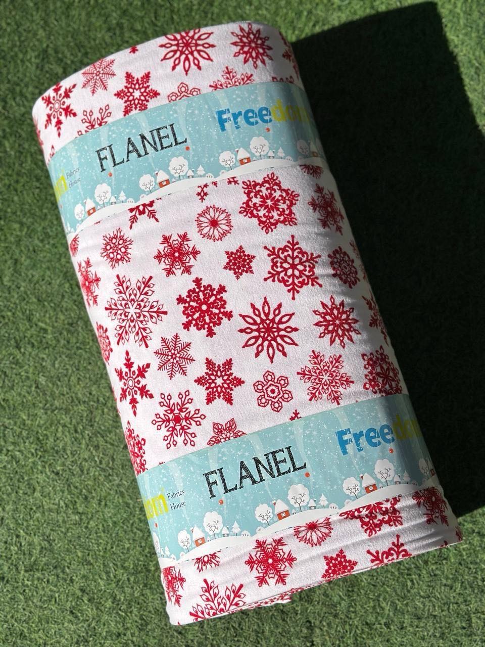 Постільний комплект Фланель преміум Сніжинки червоні