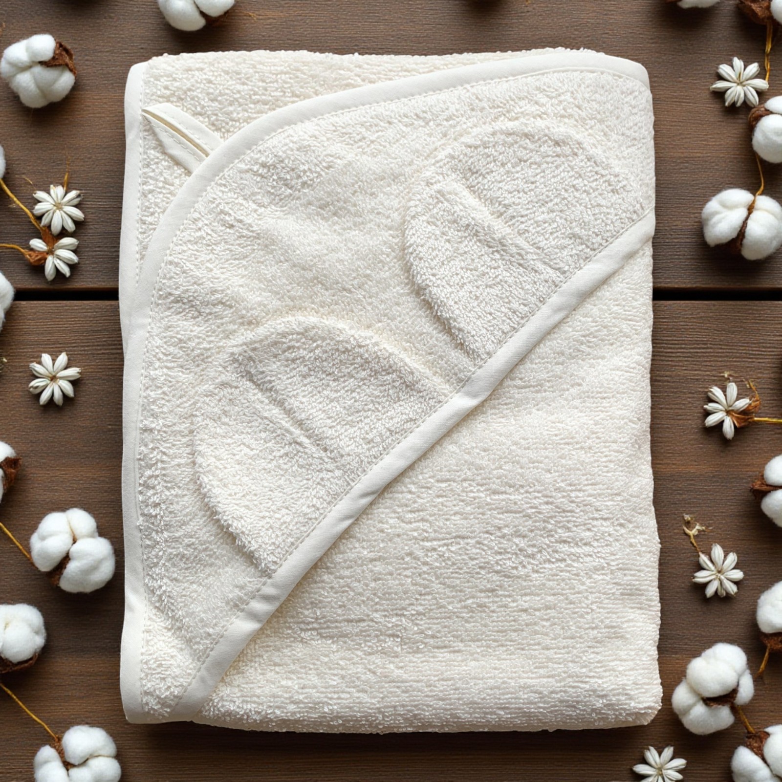 Рушник кутик з вушками махровий 80 х 75 см айворі