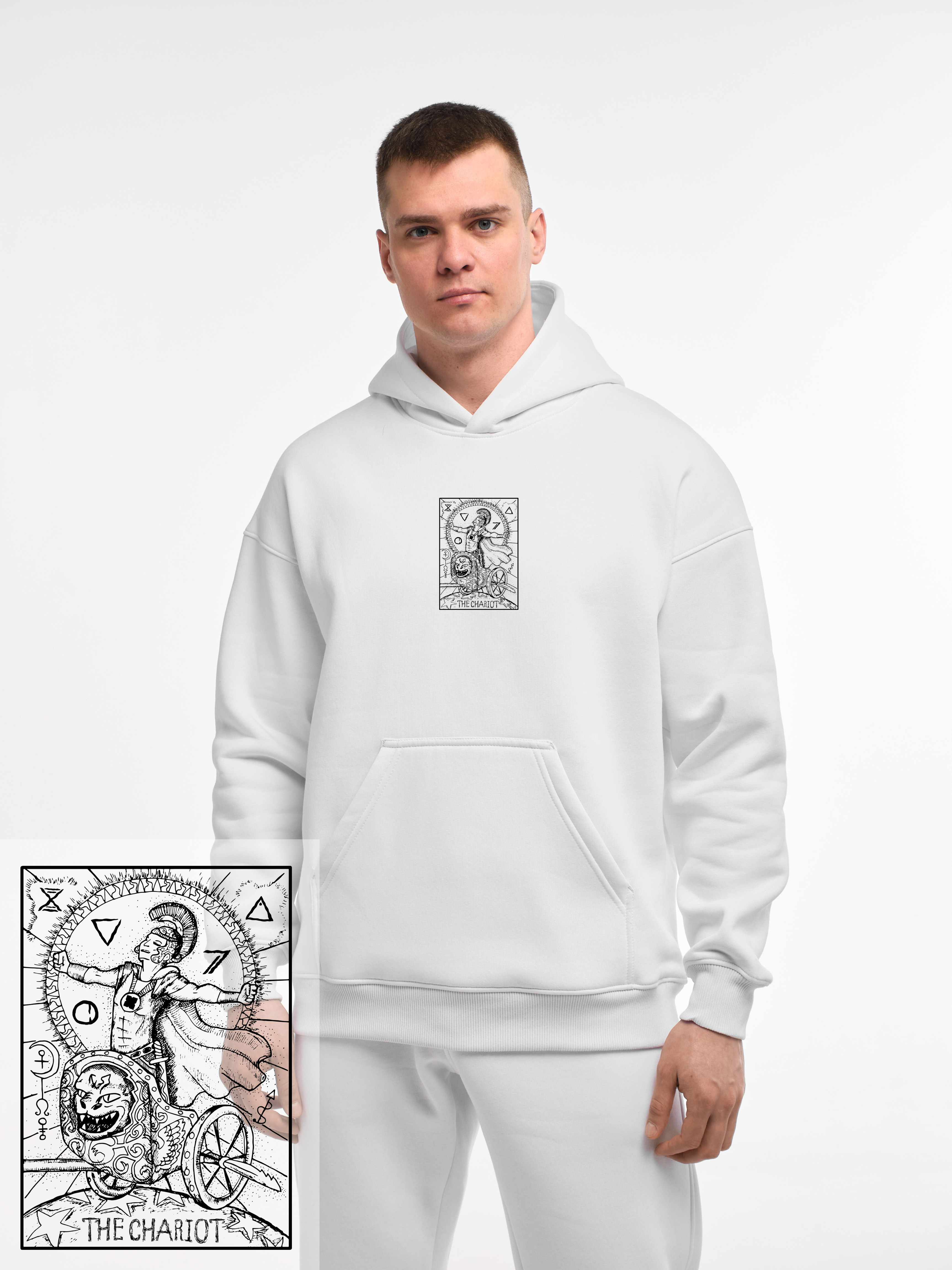 HOODIE TAROT "THE CHARIOT" | POCKET | WHITE EMOTION | XH1