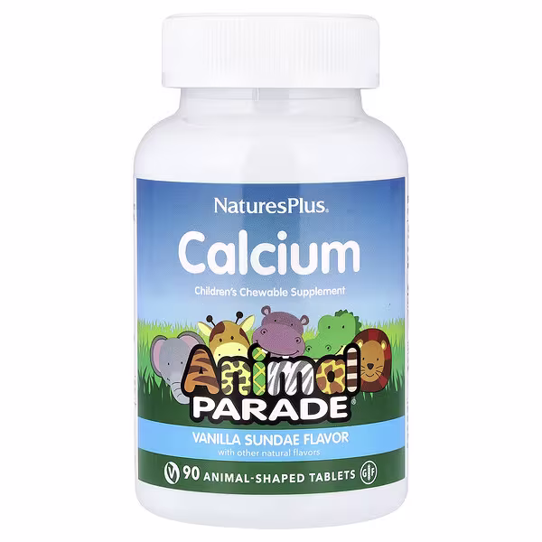 NaturesPlus, Animal Parade®, Calcium, Children's Chewable Supplement, Vanilla Sundae, 90 Animal-Shaped Tablets