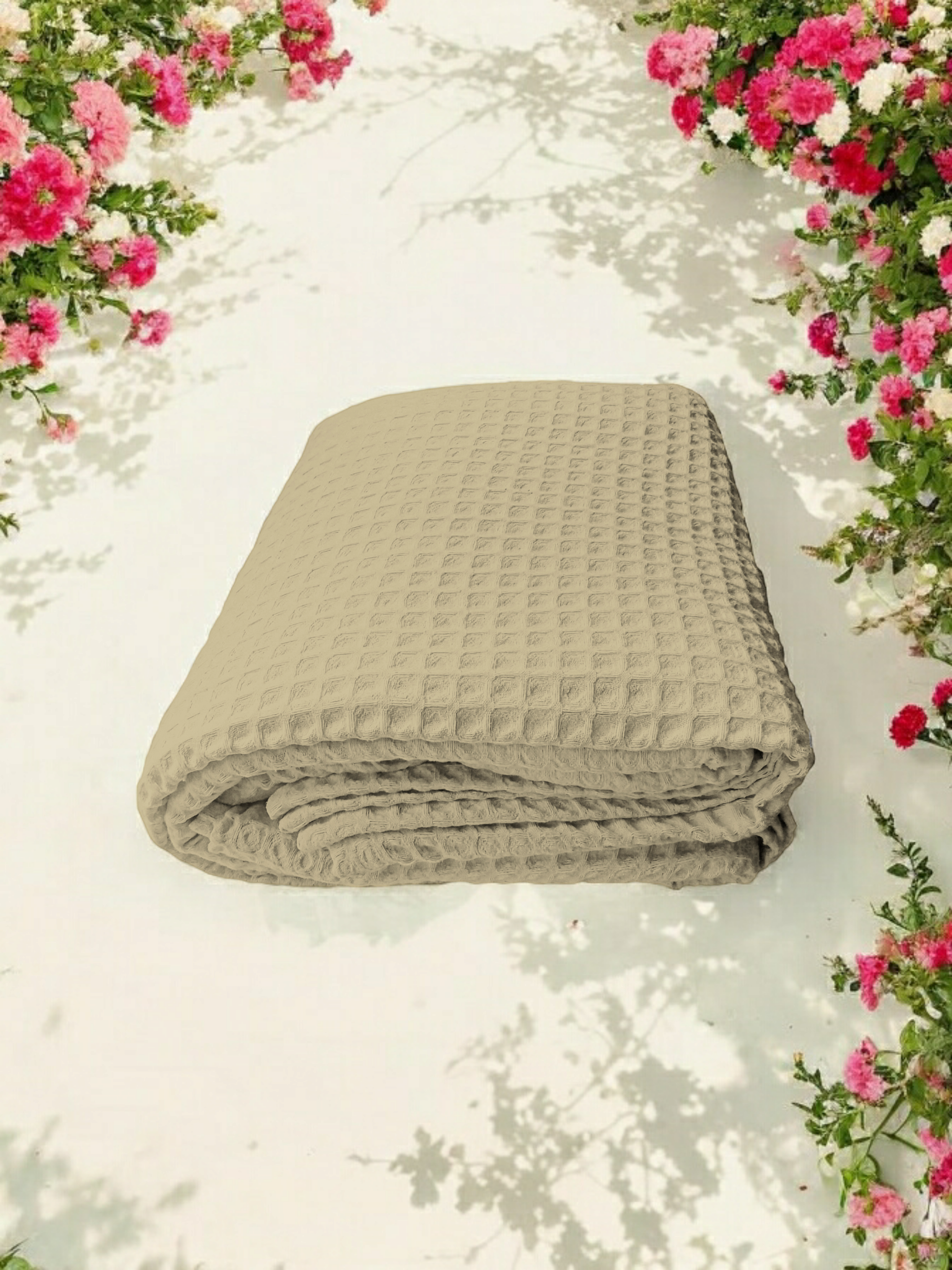 Покривало на ліжко з "грецької вафлі"  пісок