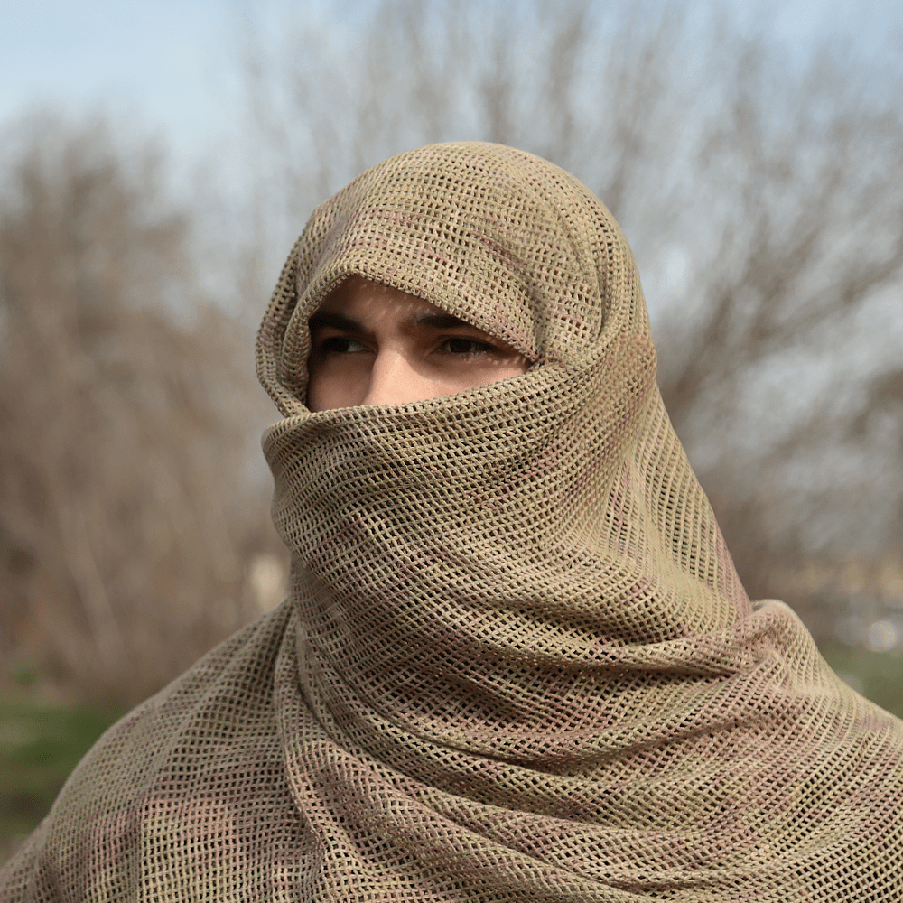Маскувальний шарф-сітка "CM SFVS Sniper Face Veil Scarf Multicam" від українського бренду "CAMOTEC".