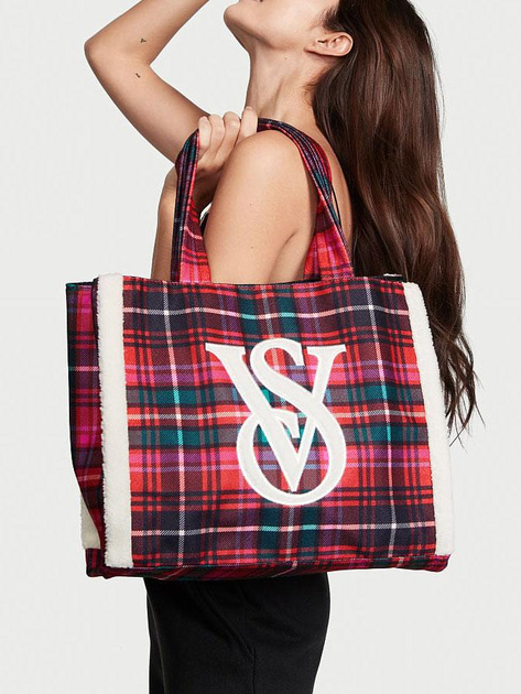 Сумка шопер VS Plaid Tote червона