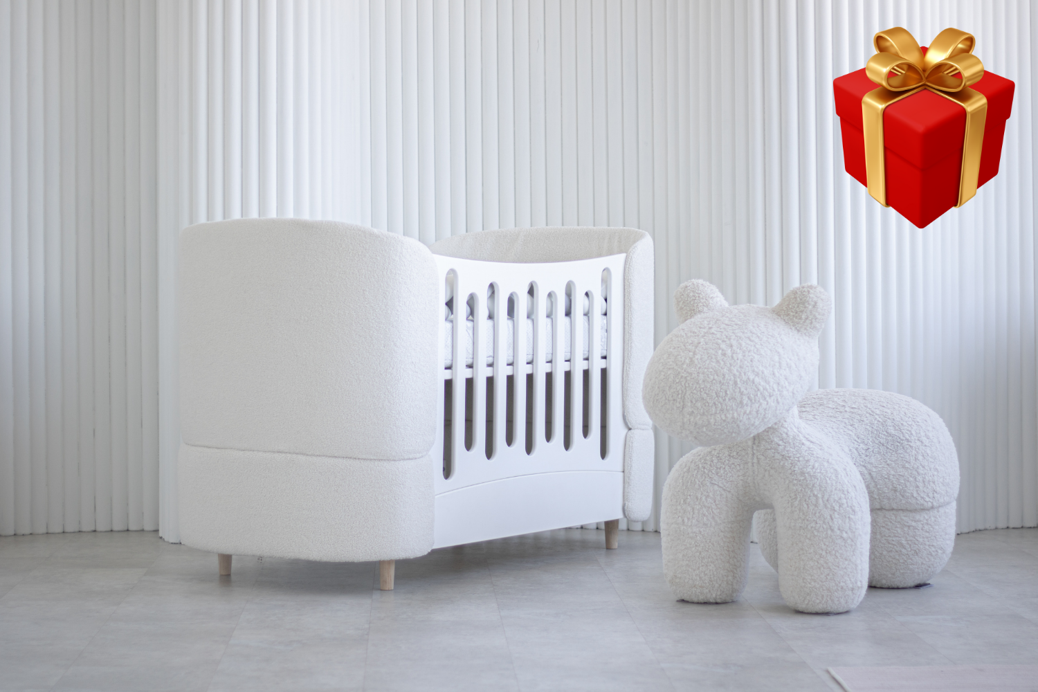 Дитяче ліжко-трансформер NEWBORN (0-5 років), тканина букле. Молочний