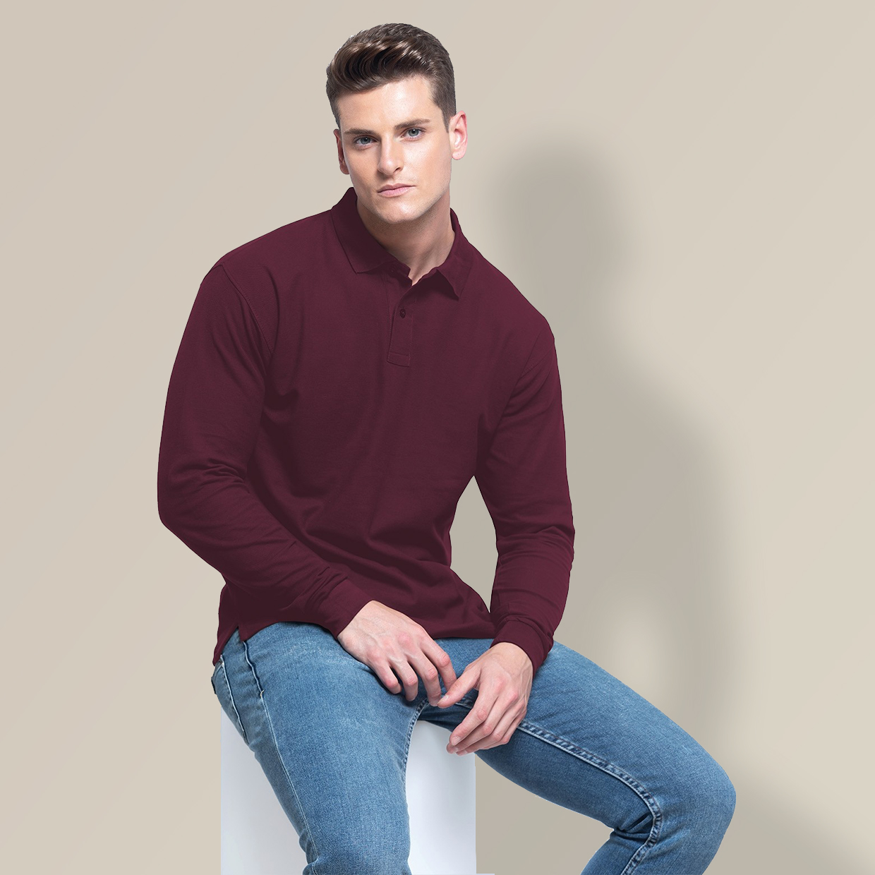 Long sleeve polo shirt for men JHK POLO REGULAR MAN LS | 210 g/m2