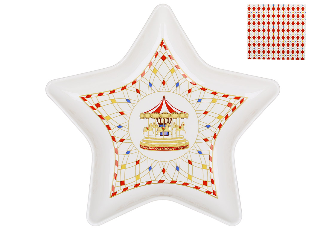 Блюдо порцелянове у формі зірки 23*23*2.8см Зимова казка K132