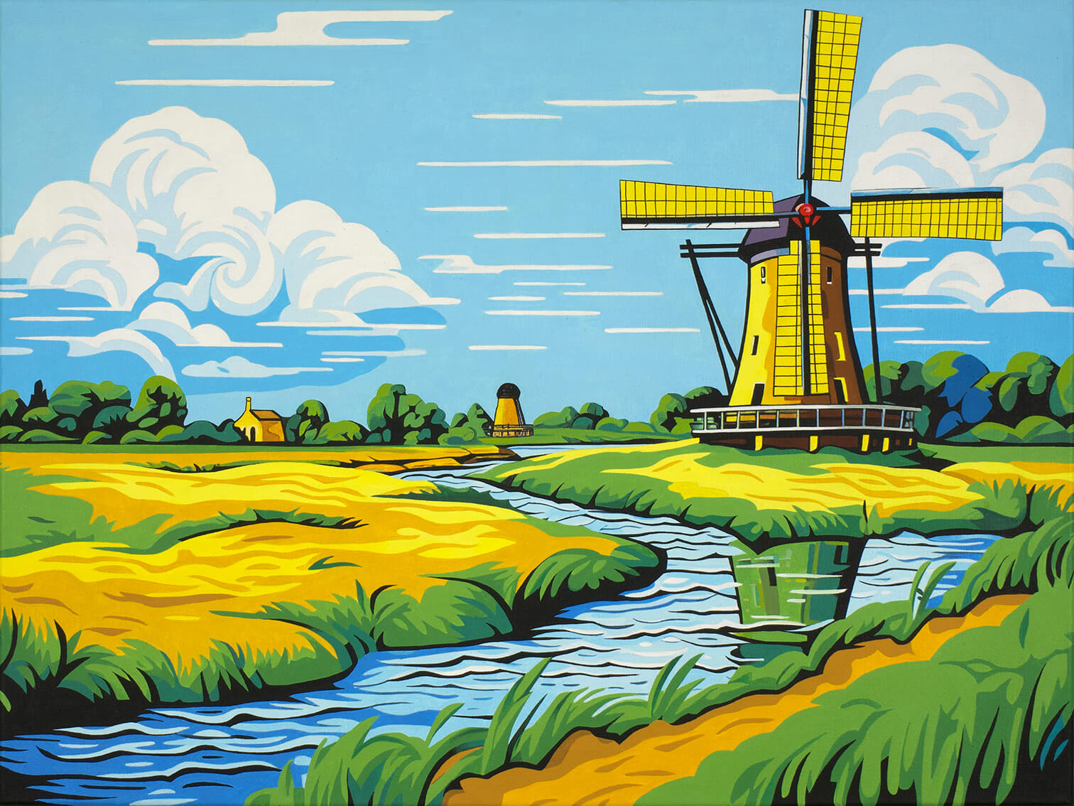 Windmill, 60x80 cm, original acrylic painting on canvas