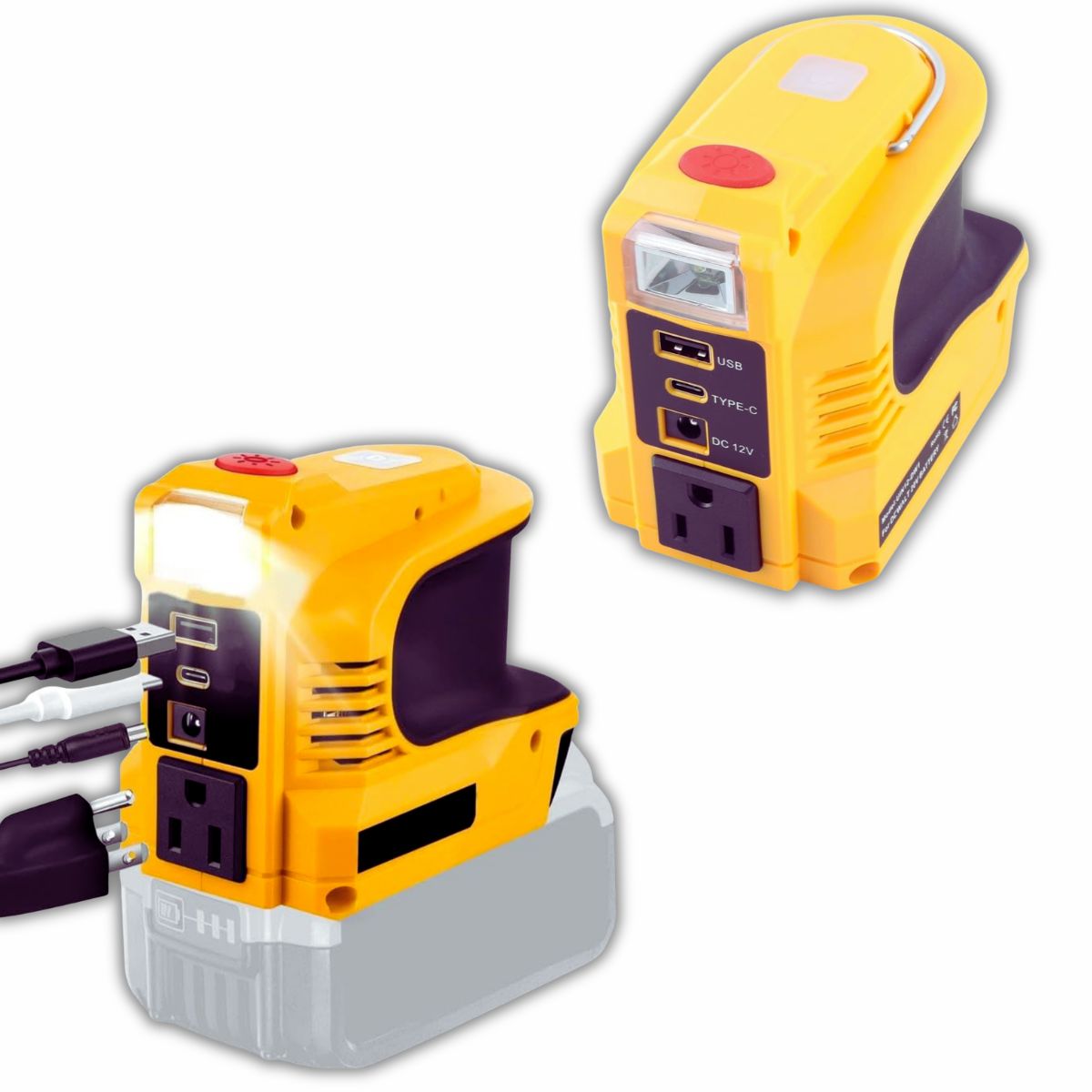 Портативний інвертор 220W: перетворювач з 20V на 220V, USB-B, Type-C та LED-підсвітка