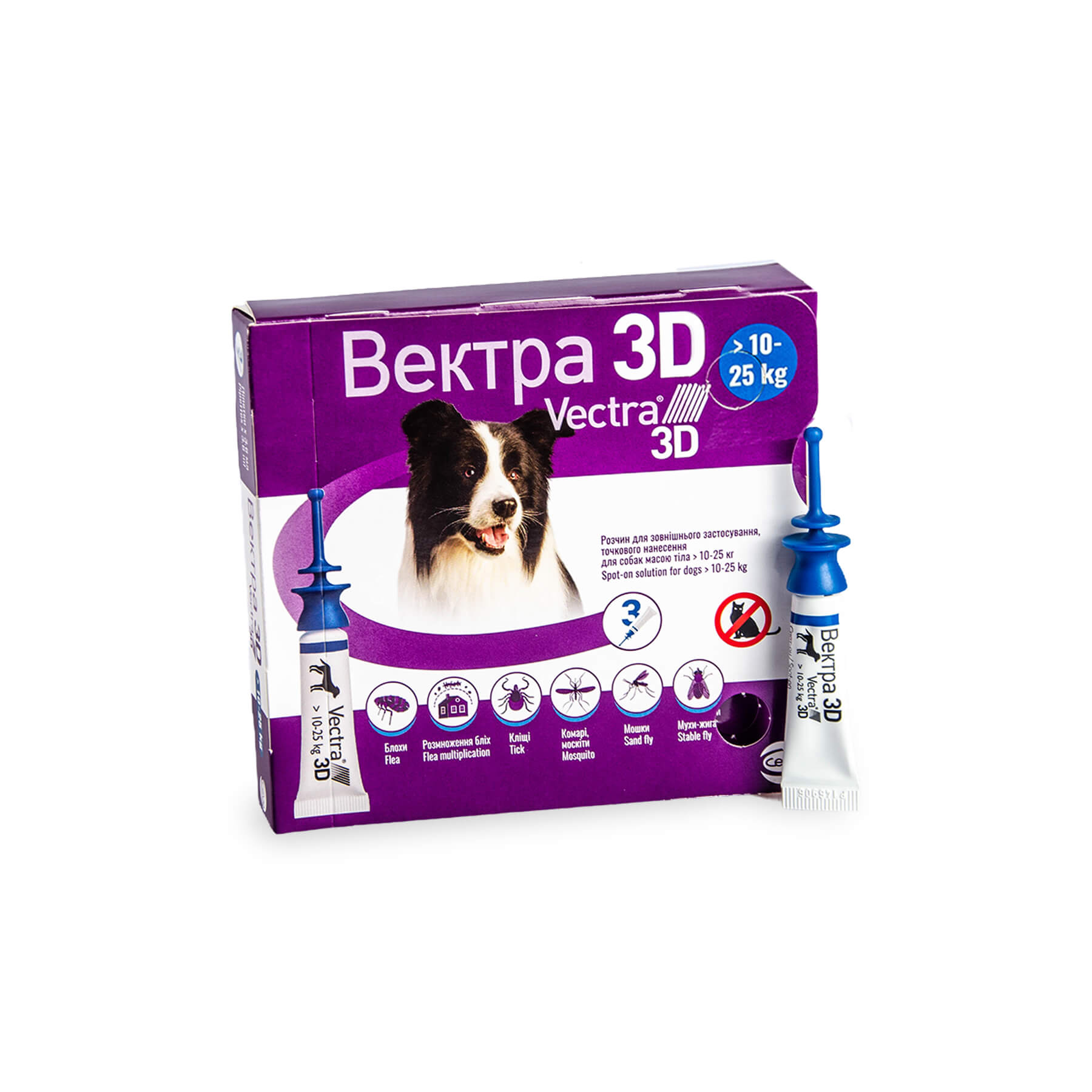 Краплі ВЕКТРА 3D інсектоакар. д/собак 10,1-25 кг 3,6 мл піп. №3