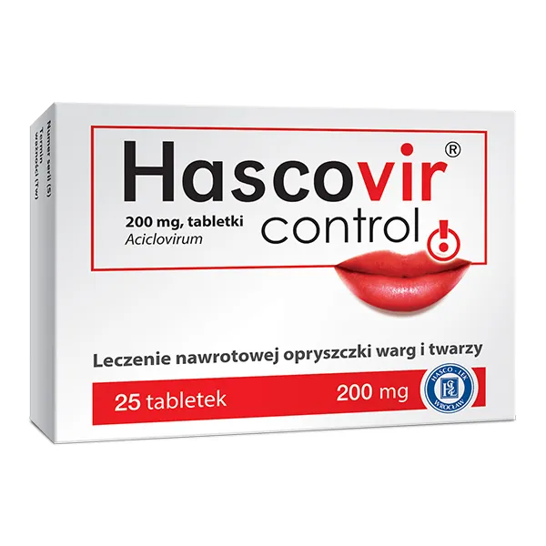 Hascovir Control 200 мг при герпетичній інфекції губ і обличчя – 25 таблеток