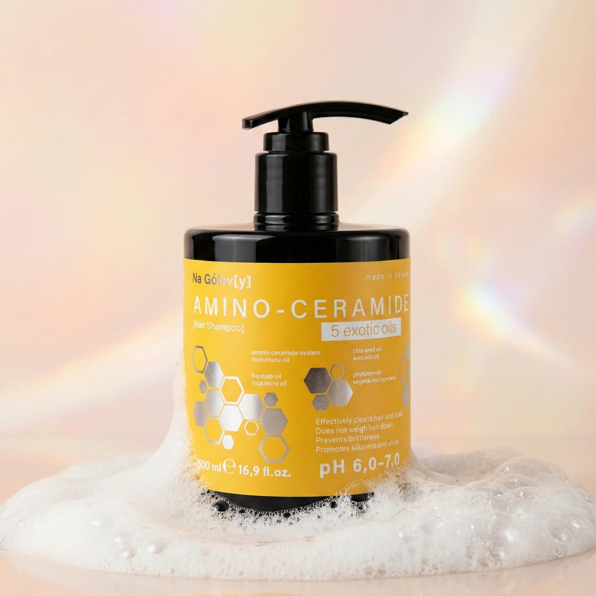 Аміно-церамідний шампунь для волосся 5 екзотичних олій 500 мл