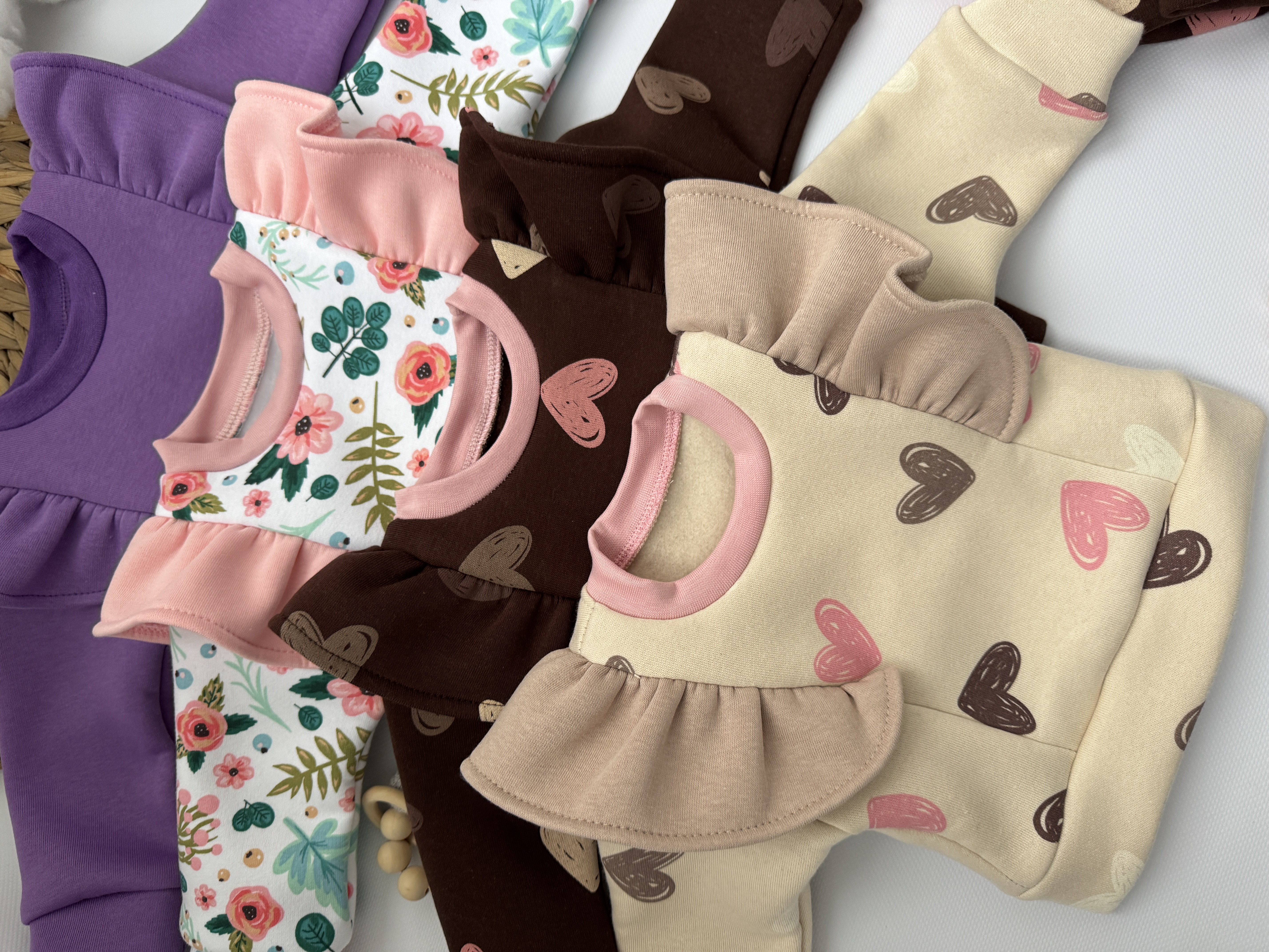 Теплий комплект для новонародженої дівчинки з трьохнитки з начосом: кофта та штанці