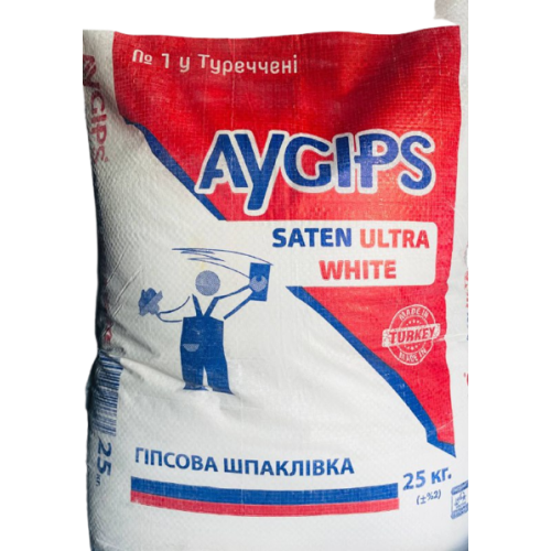 Шпаклівка гіпсова Aygips Saten Ultra White 25 кг. Аіргіпс