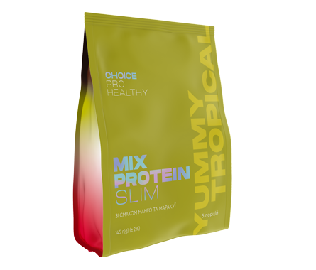 MIX PROTEIN SLIM YUMMY TROPICAL Низькокалорійний поживний коктейль зі смаком манго та маракуї 145г (5 порцій)