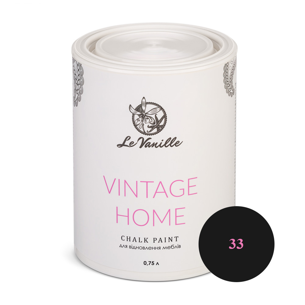 Крейдова фарба Le Vanille Vintage Home чорна (колір 33) 0,75 л