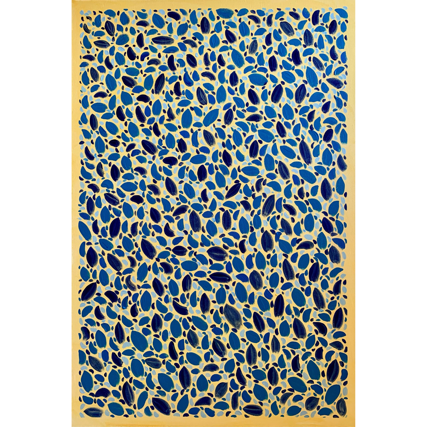 Blue with Yellow ornament, 2022, Acrylic on canvas, 90*60 cm
