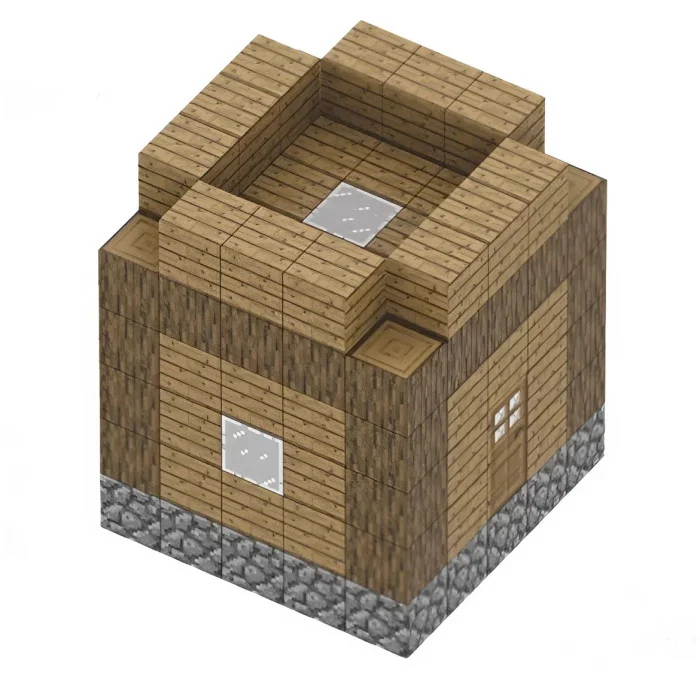 Сучасний дерев'яний будинок 110 дет. | Дитячій магнітний конструктор в стилі Minecraft